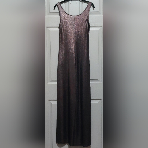 Elli White Gunmetal Metallic Jumpsuit Size S/M - Picture 2 of 4